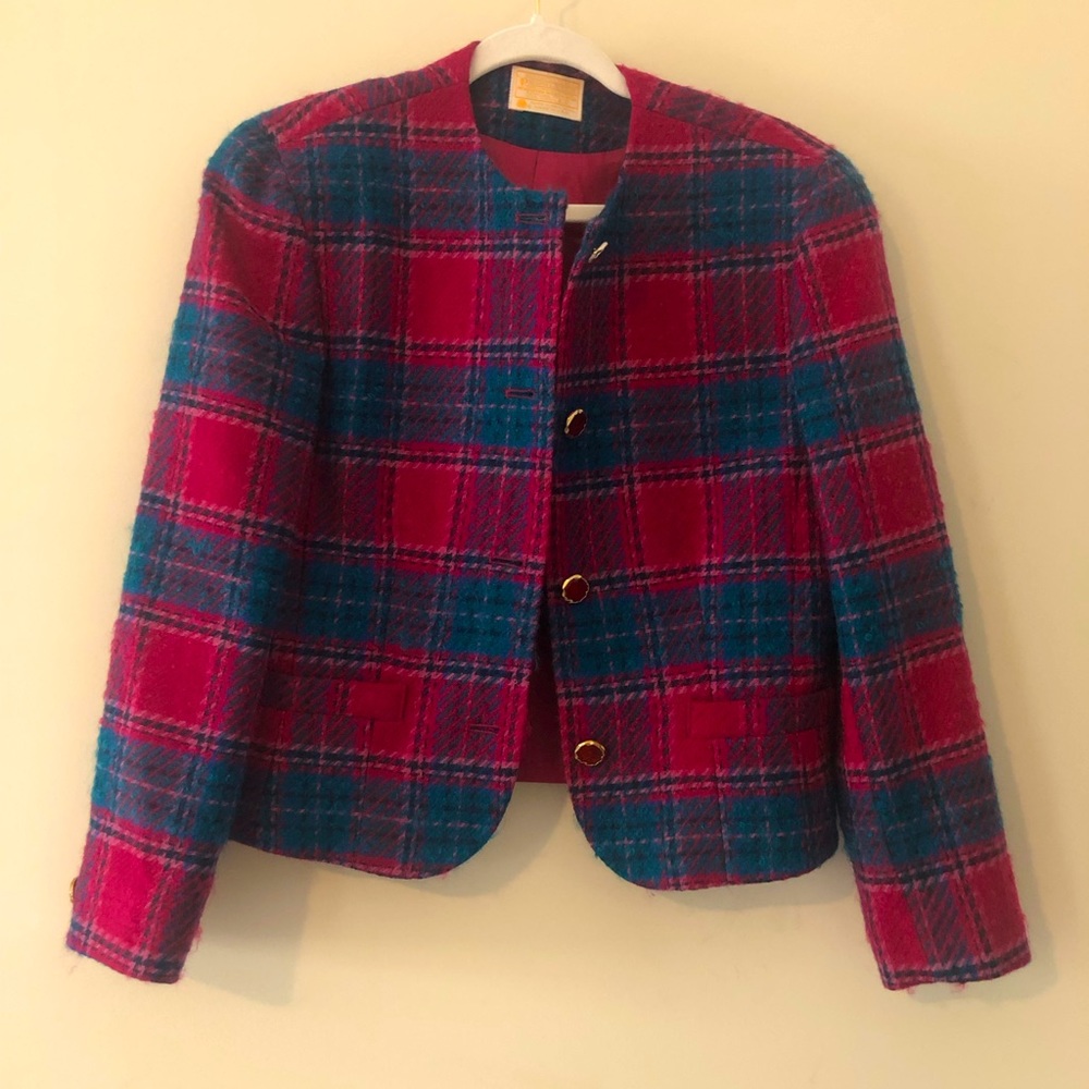 Pendleton Wool Plaid Jacket, Pink/Blue, Euc - image 1